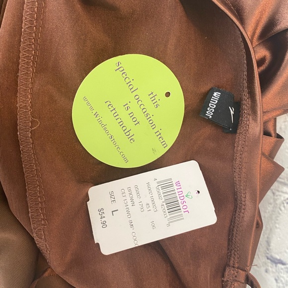 Windsor brown satin Lola dress. Large. Great for homecoming or prim or wedding - Picture 5 of 11